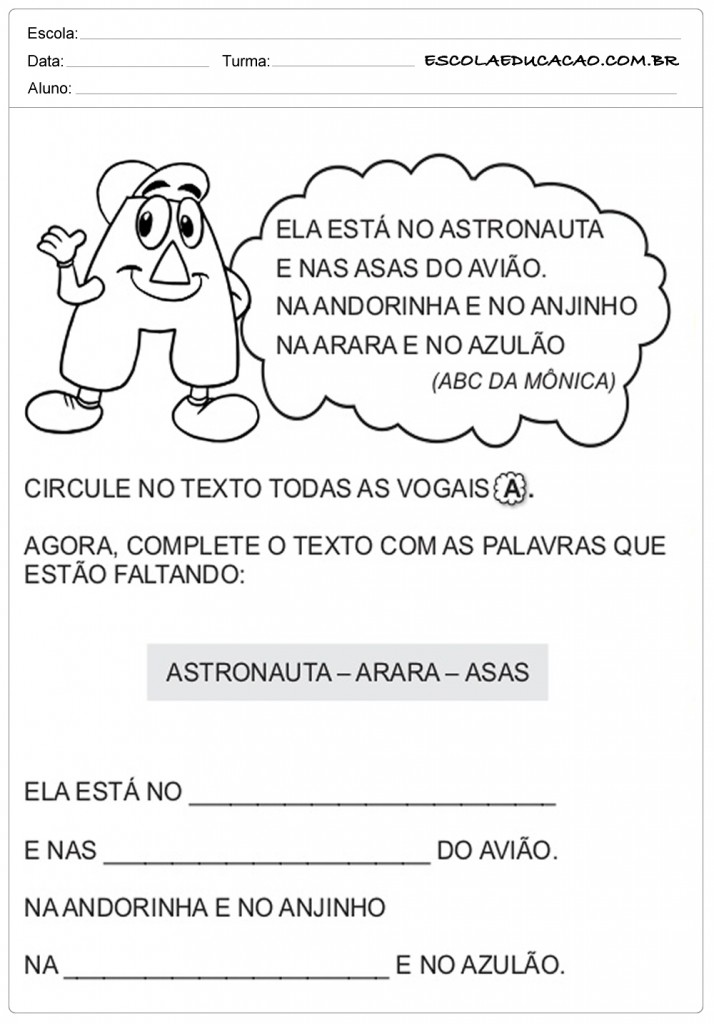 letra a para colorir
