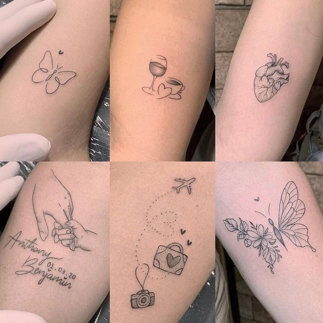tatuagem de borboleta delicada no antebraço interno