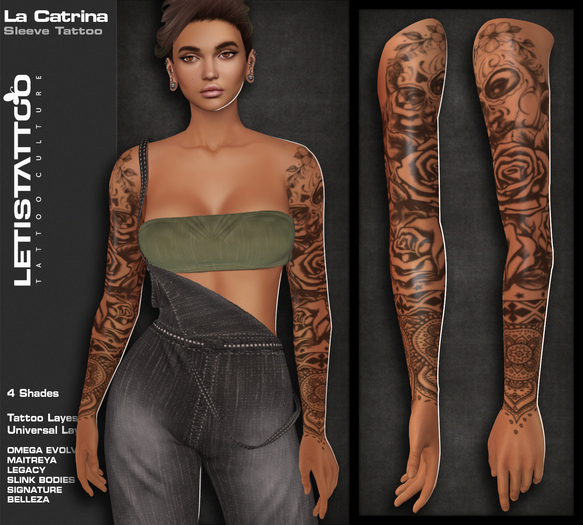 ideias tatuagem catrina feminina com flores