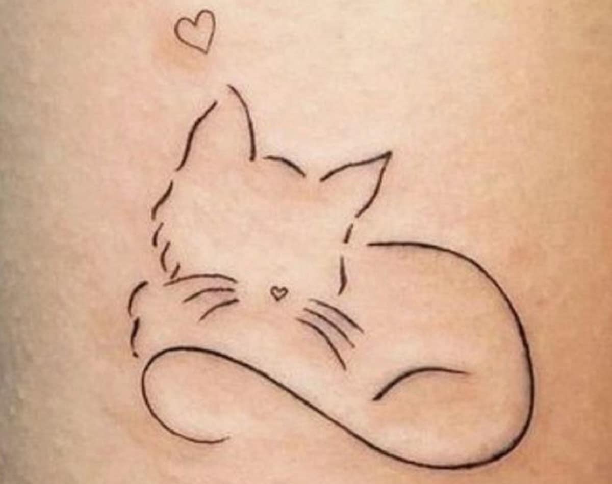 Tattoo Gatinho Contorno
