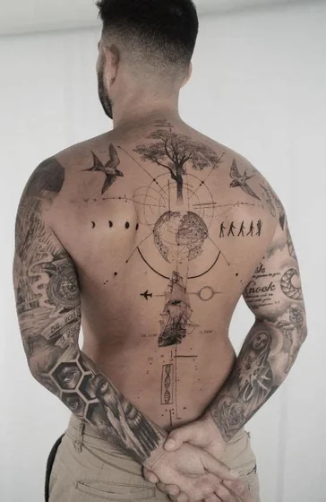 tatuagem minimalista costas