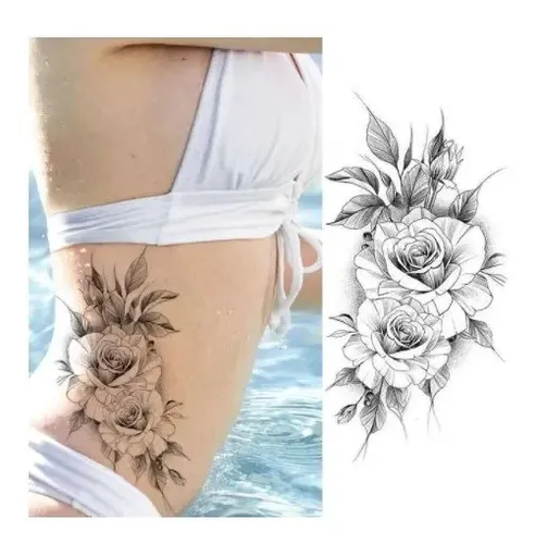 tatuagem flor glúteo