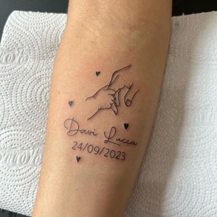 tatuagem nome filho pequena