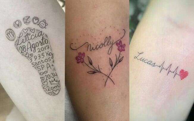 tatuagem nome filho batimento cardíaco