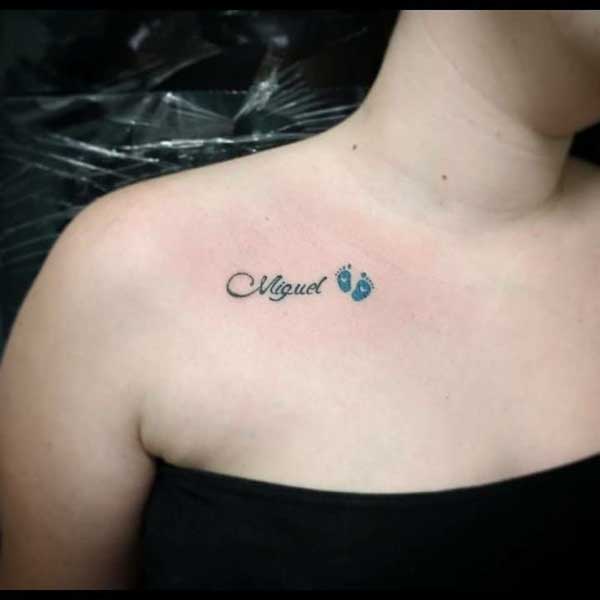 tatuagem nome filho minimalista