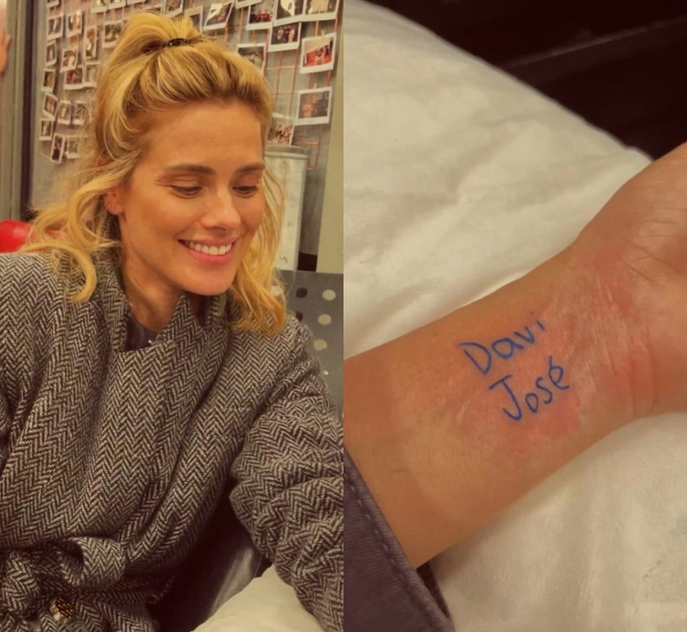 tatuagem nome filho pulso