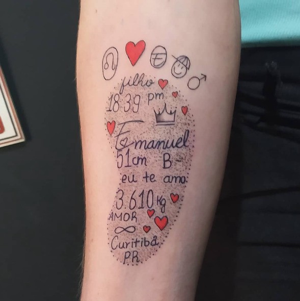 tatuagem em homenagem ao filho