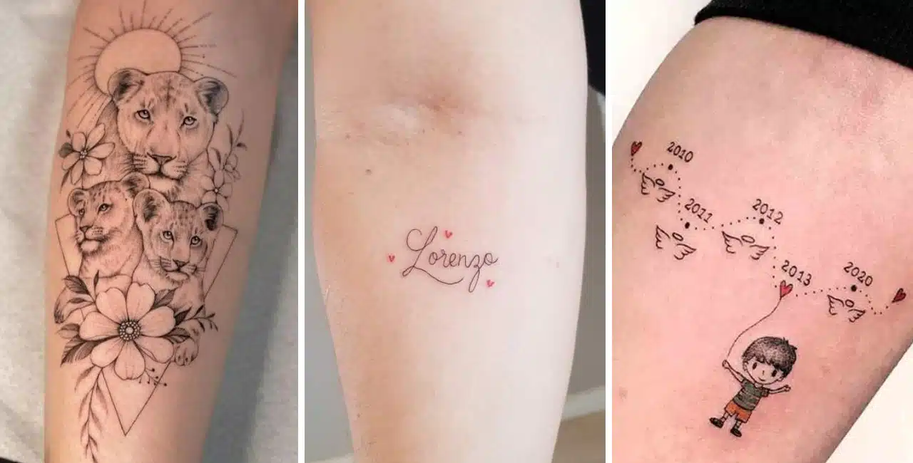 tatuagem de impressão digital do filho em formato de coração