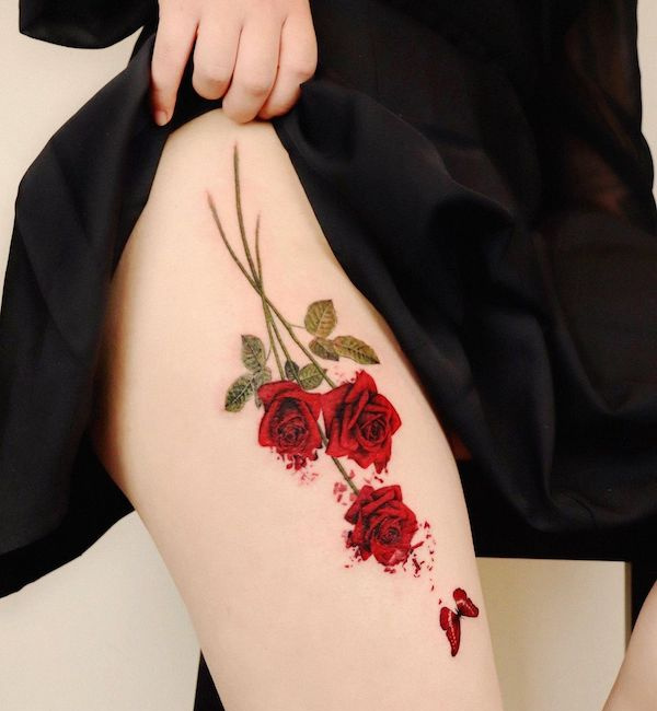 Tatuagem Aquarela na Coxa: Delicadeza e Arte