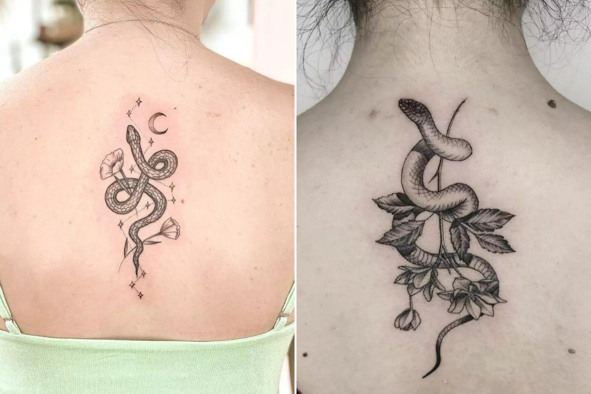 tatuagem feminina nas costas na coluna
