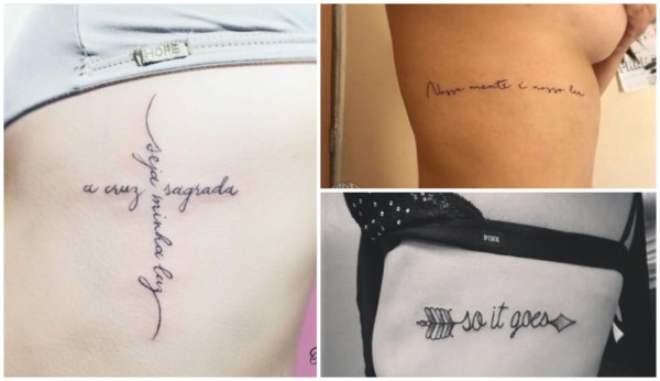 tatuagem de frase na costela feminina com significado