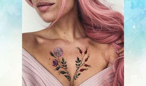 tatuagem de florzinha no colo feminina