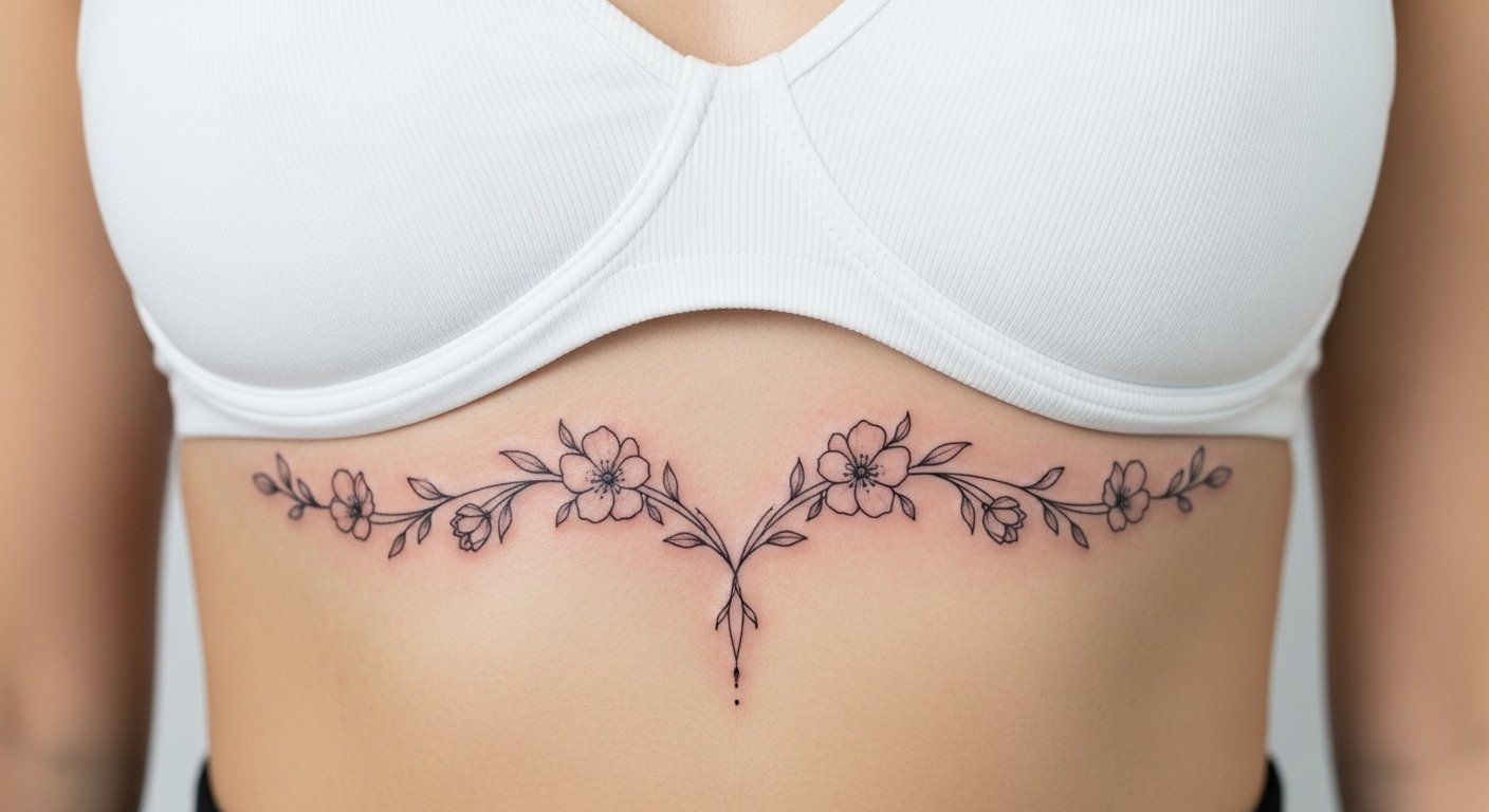 tatuagem de flor no esterno