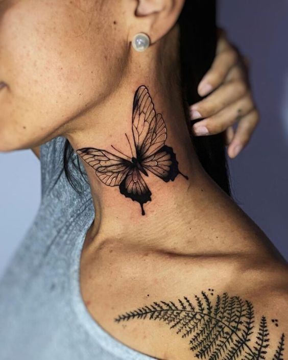 ideias de tatuagem no pescoço feminina grande
