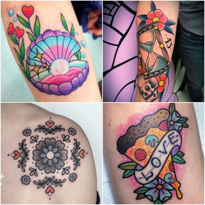 tatuagem old school feminina vs neo tradicional