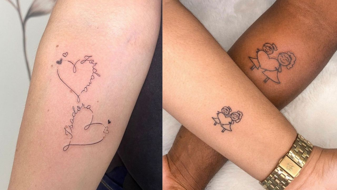 tatuagem para homenagear filhos fineline