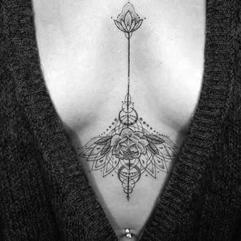 tatuagem flor de lótus entre os seios significado