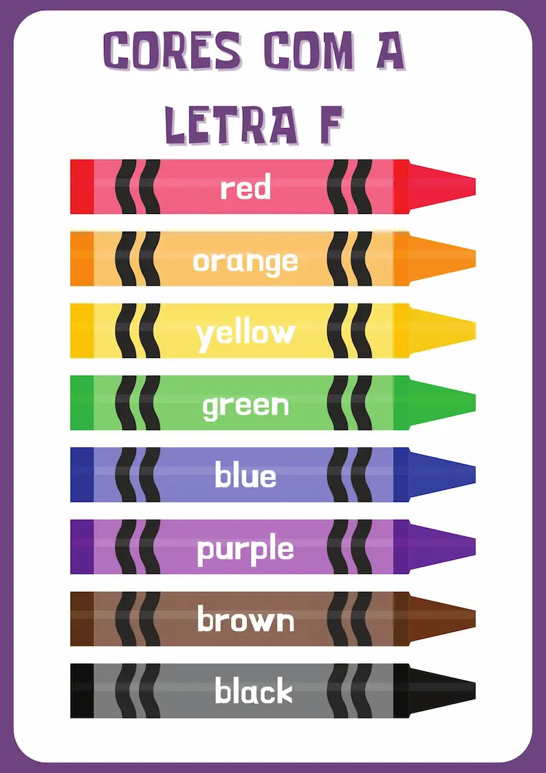 lista de cores com a letra F