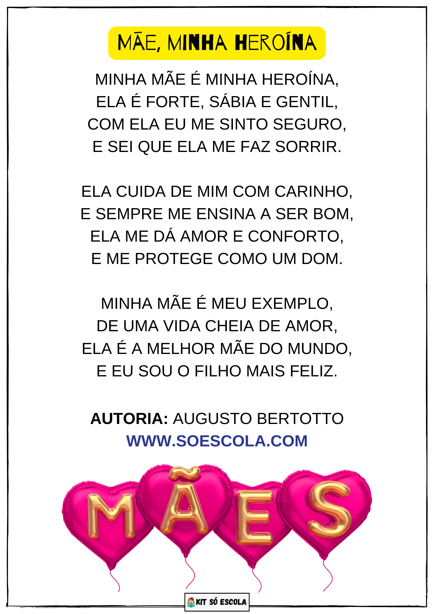 texto para o dia das maes