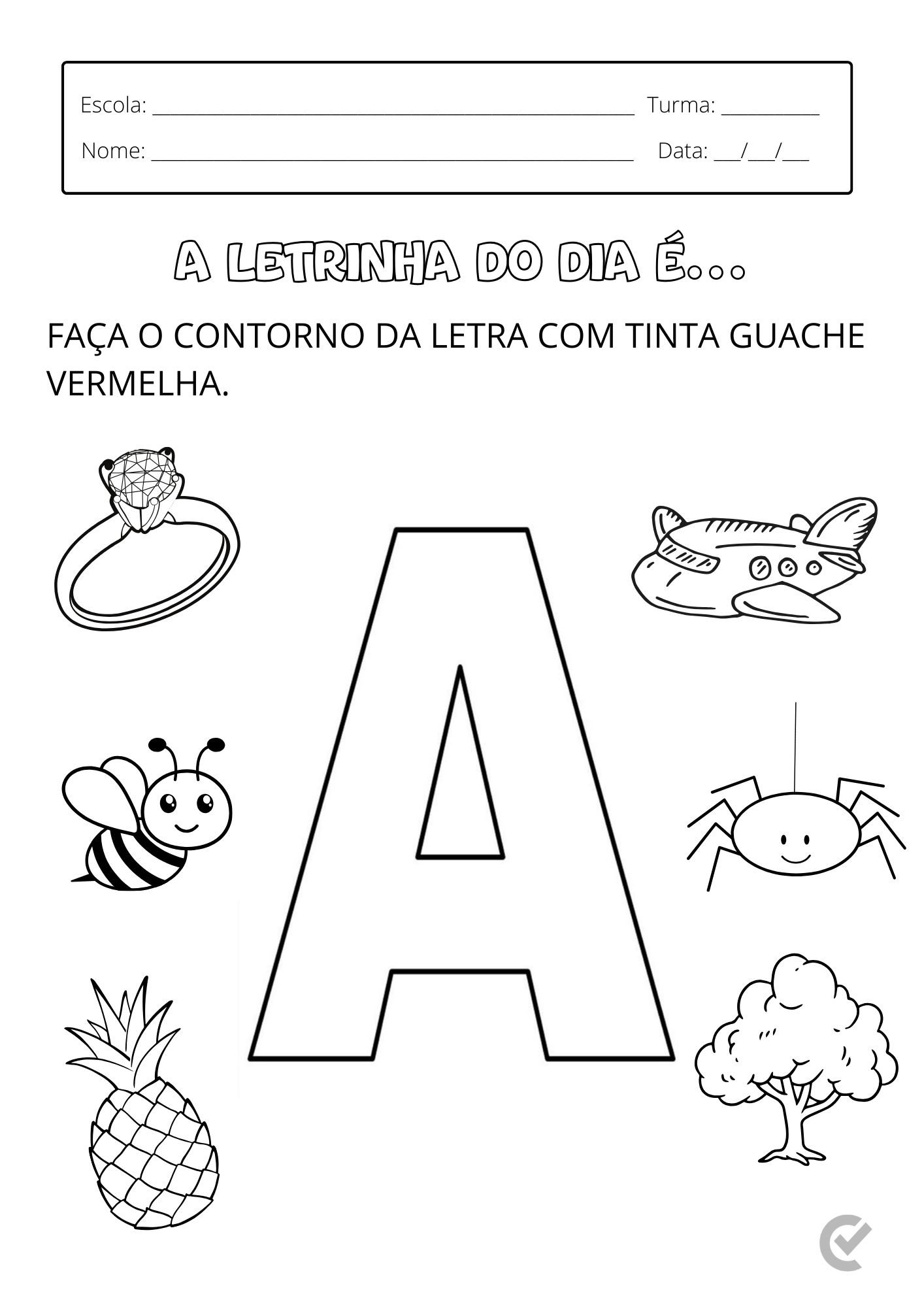 exercícios de alfabetização letra a