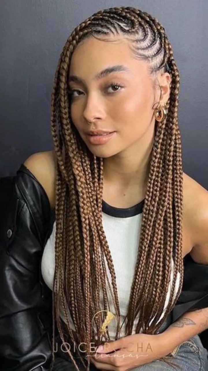 Trança Nagô com box braids