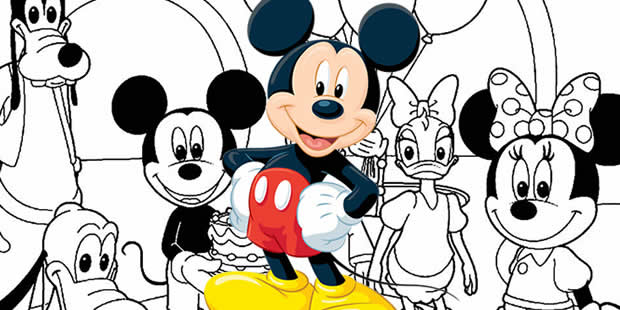 turma do mickey para colorir com giz de cera