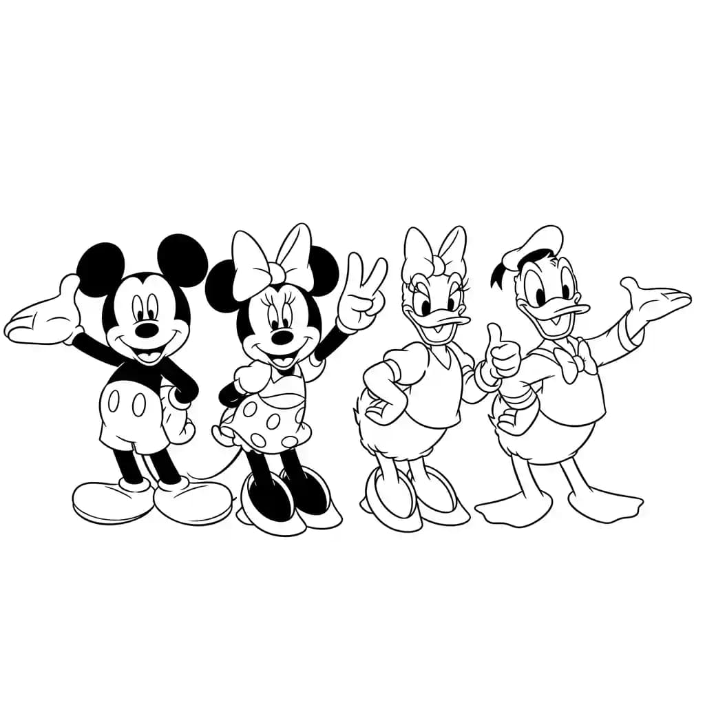turma do mickey para colorir com giz de cera