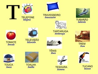 lista de objetos com a letra t