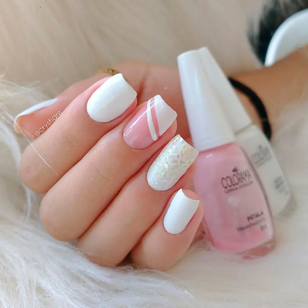inspiração unhas claras delicadas para casamento