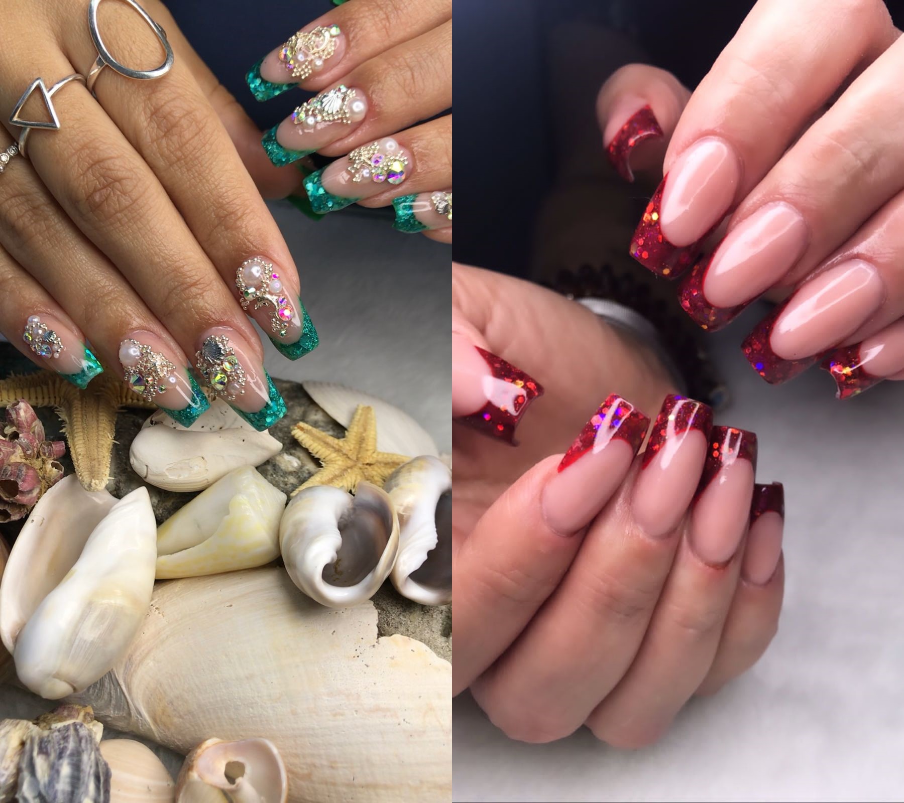 francesinha com glitter e base rosa
