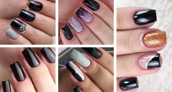 unhas decoradas pretas inspiração