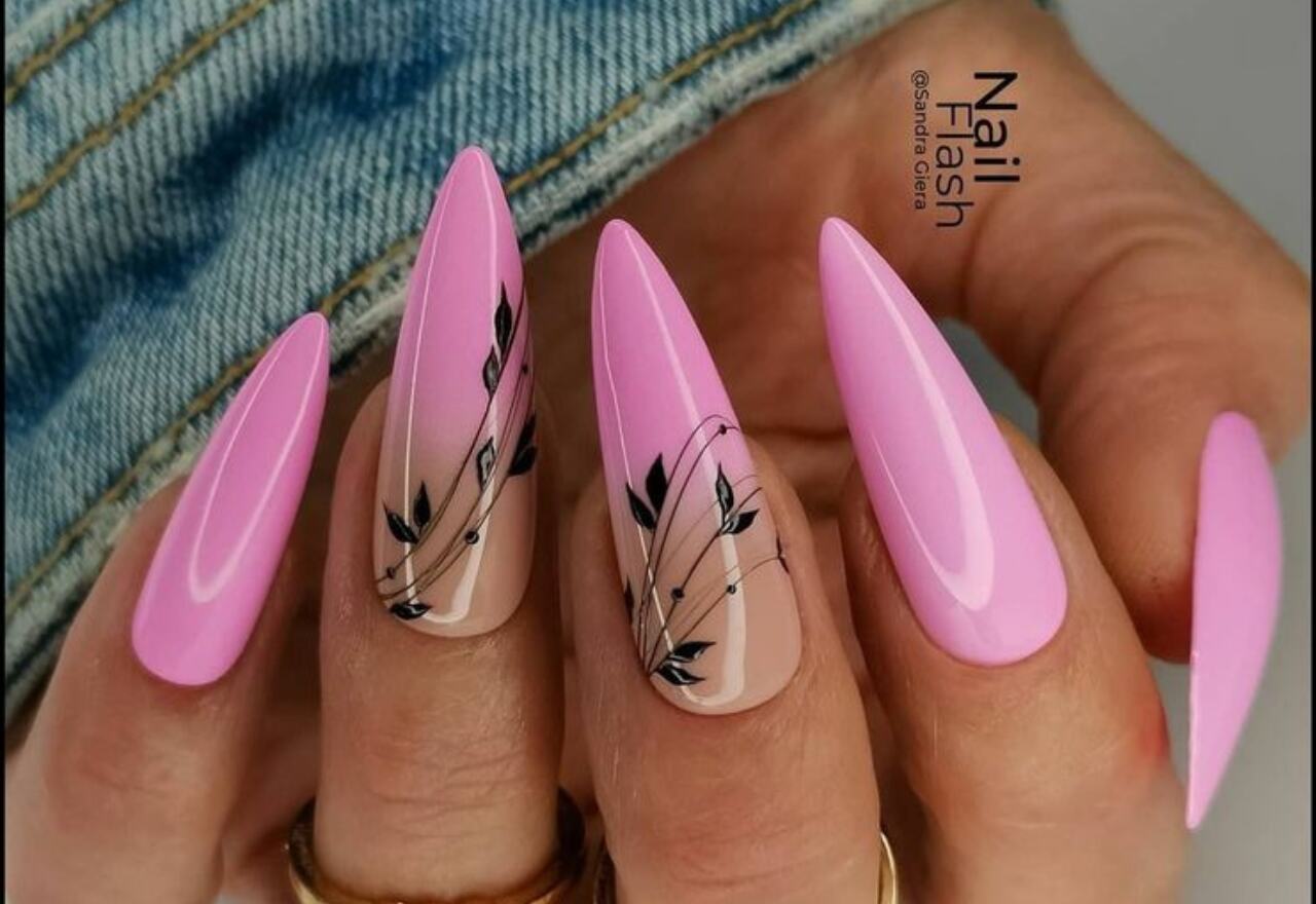 unha decorada rosa
