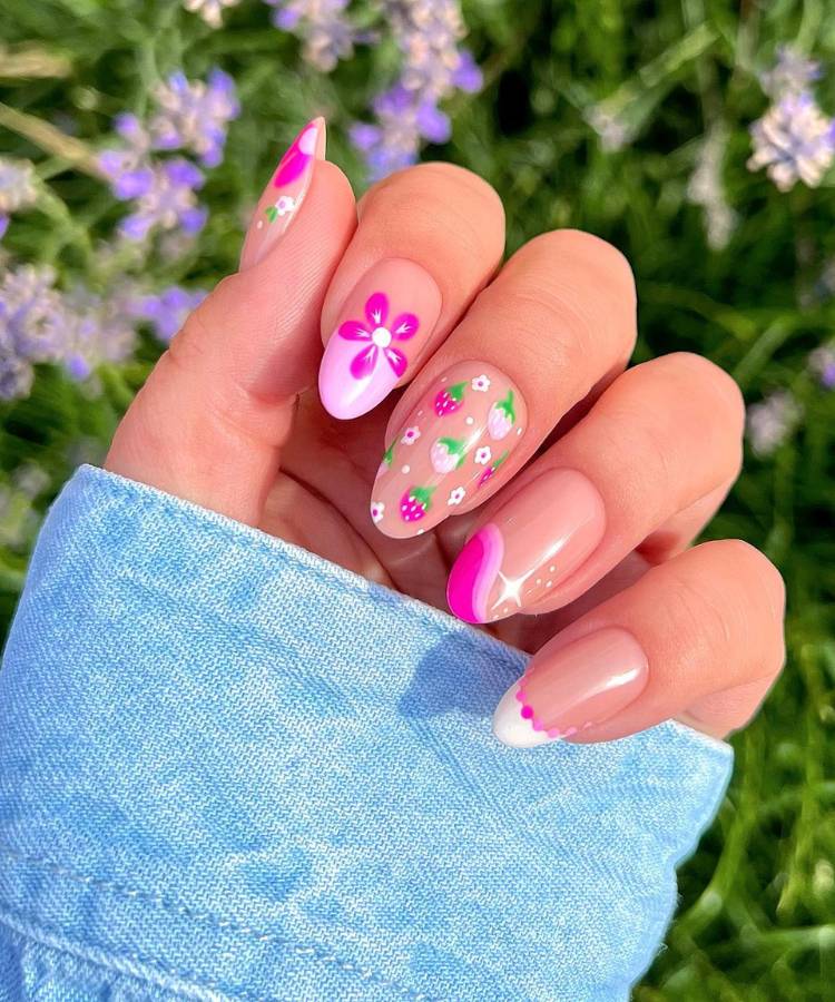 unha decorada rosa