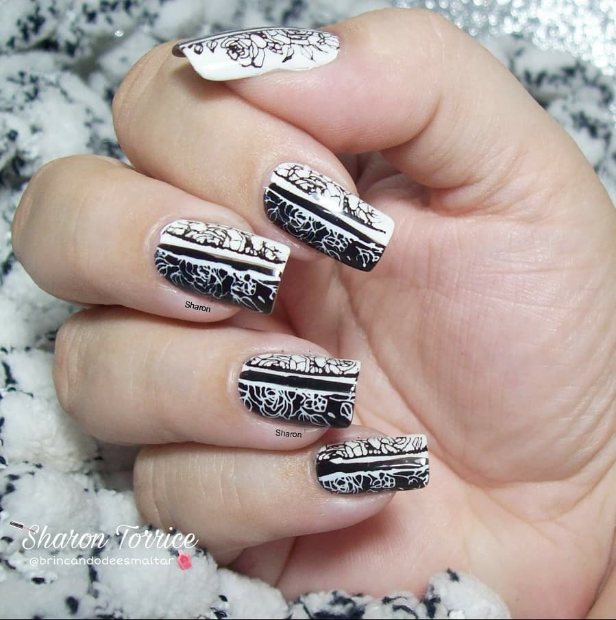 unha gel preto e branco fosca ou brilhante