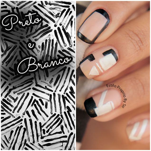 unha gel preto e branco fosca ou brilhante