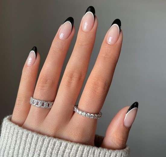 unhas com filha única preto e branco