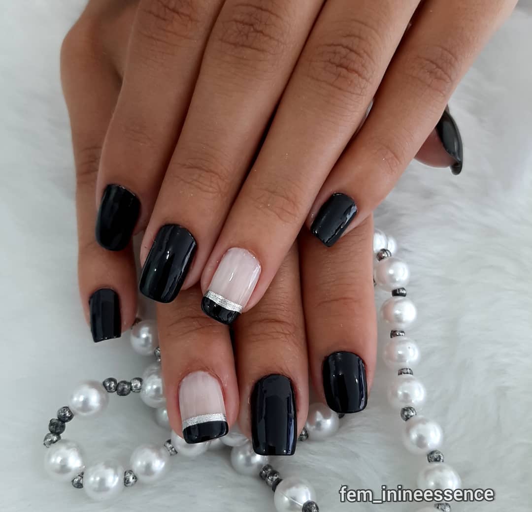unhas decoradas para festa preto e branco