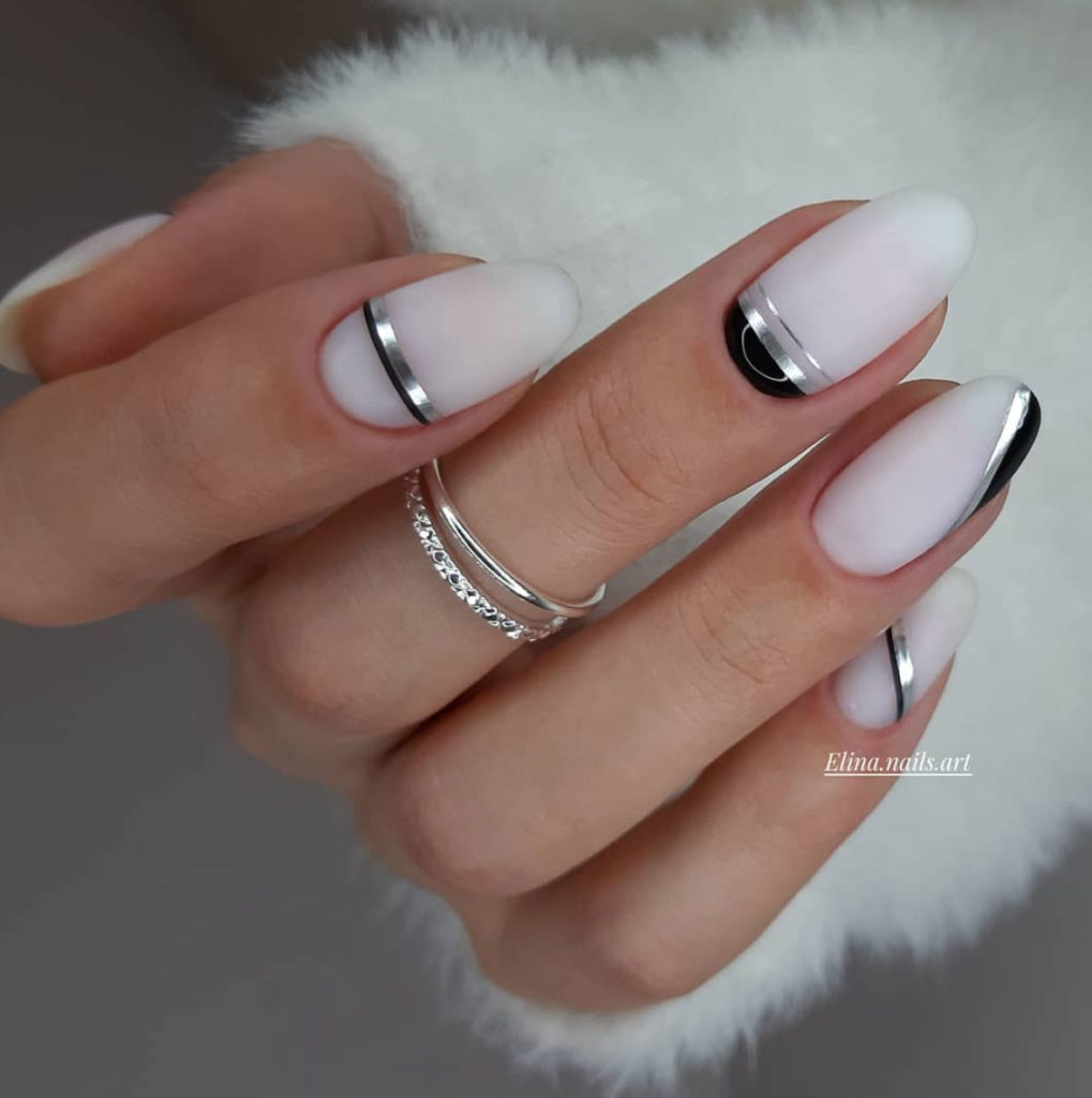 unhas decoradas para o dia a dia preto e branco