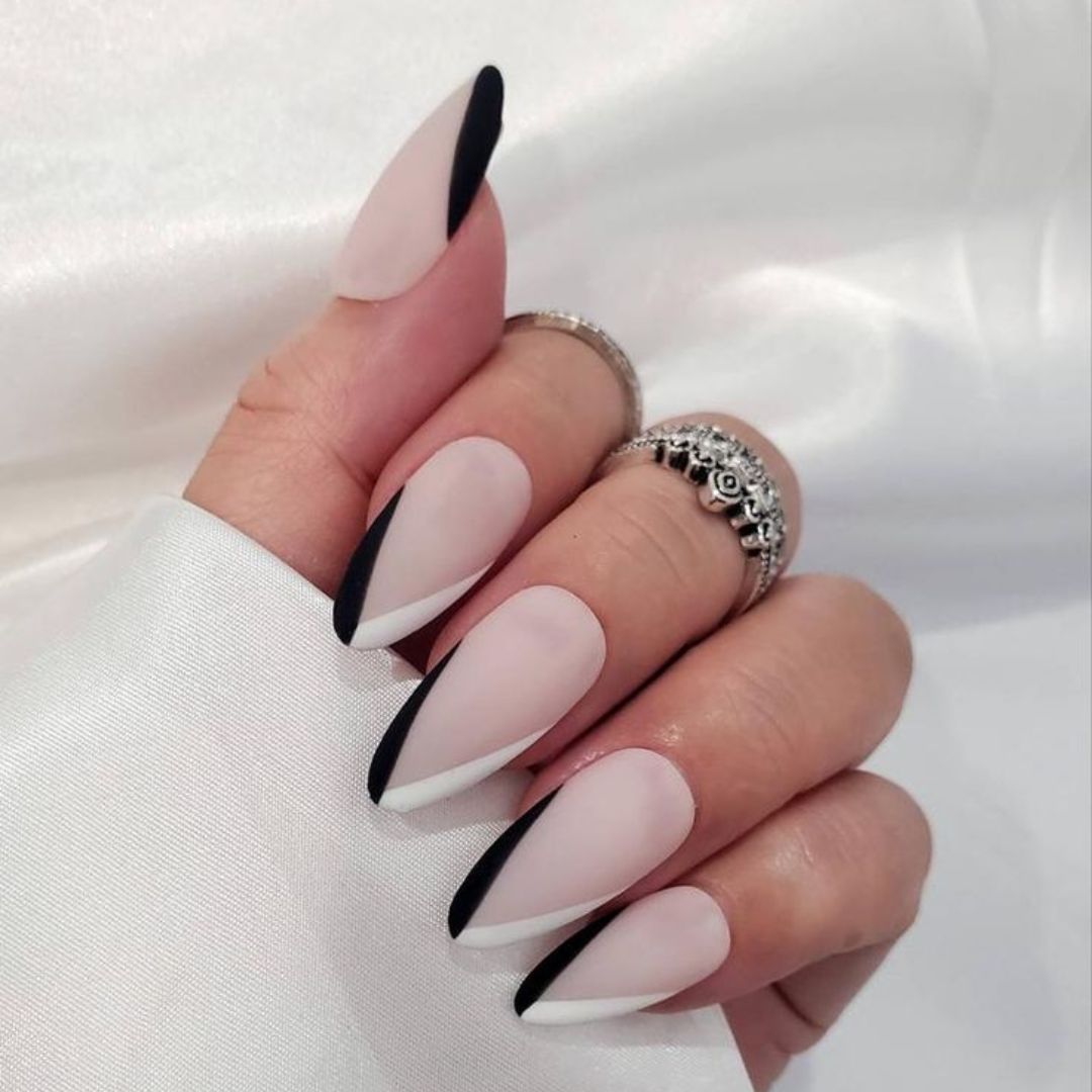 unhas preto e branco minimalistas