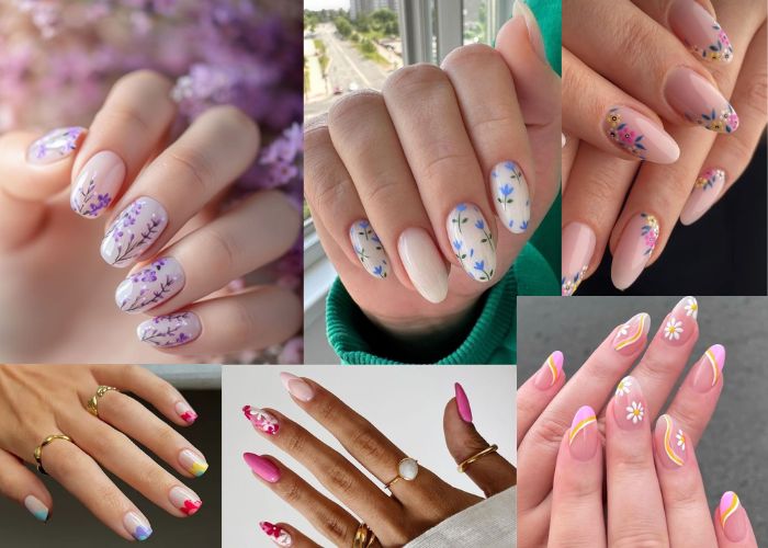 unha simples com esmalte glitter