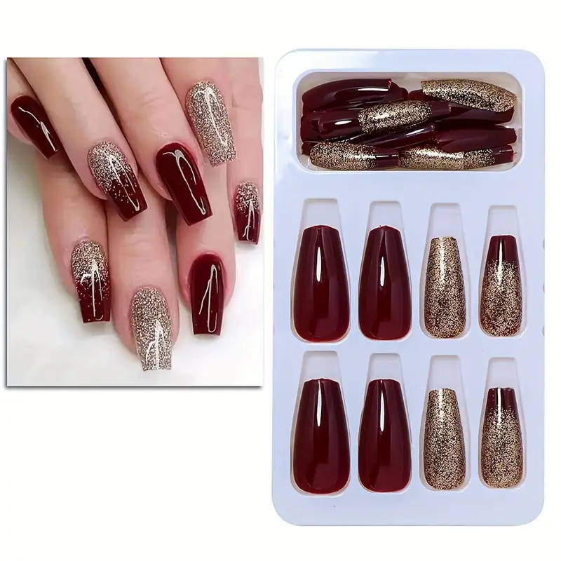 unha vinho com glitter refletivo sob luz