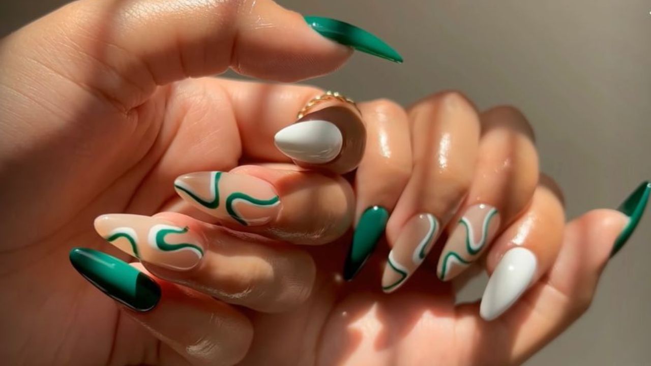 inspiração unhas almond decoradas para festas