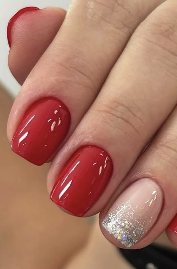 unhas de gel curtas vermelhas ideias