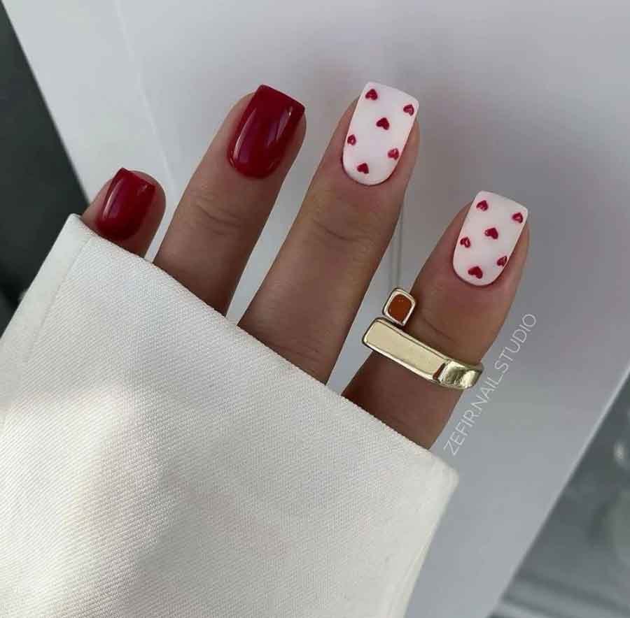 unhas de gel curtas vermelhas ideias