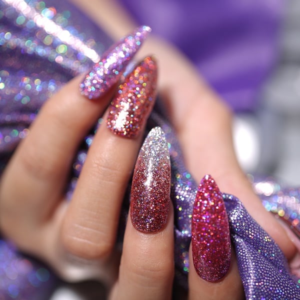 unhas almond com flores