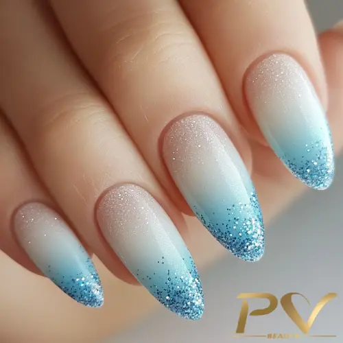 unhas decoradas azul turquesa