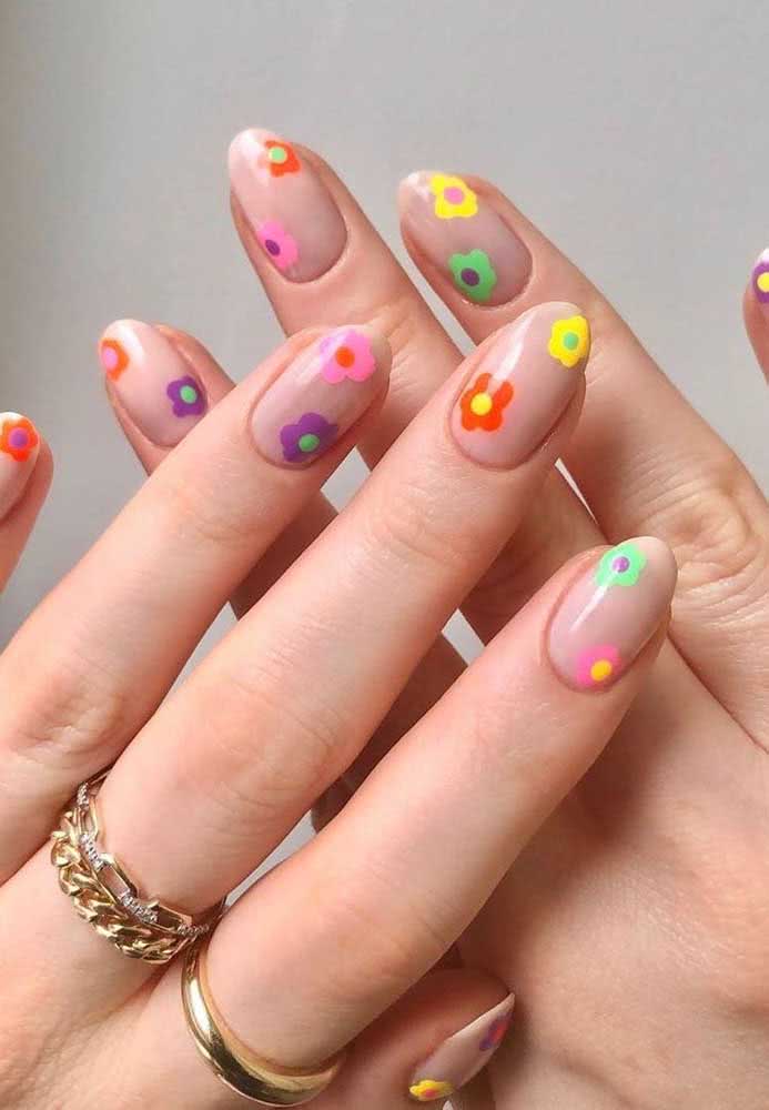 unhas de gel flores encapsuladas tutorial