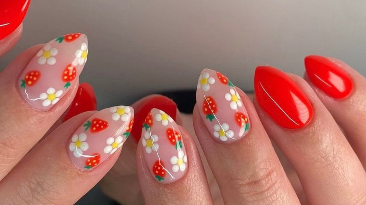 unhas decoradas flores carga dupla passo a passo