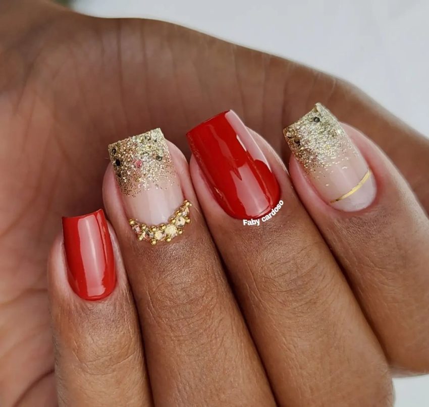 quanto custa fazer unhas vermelhas com dourado