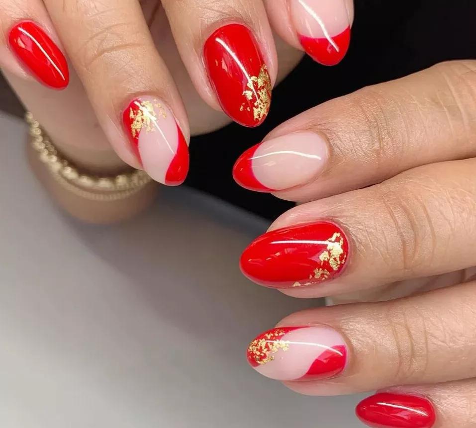 unhas vermelhas com dourado vs unhas vermelhas com prata